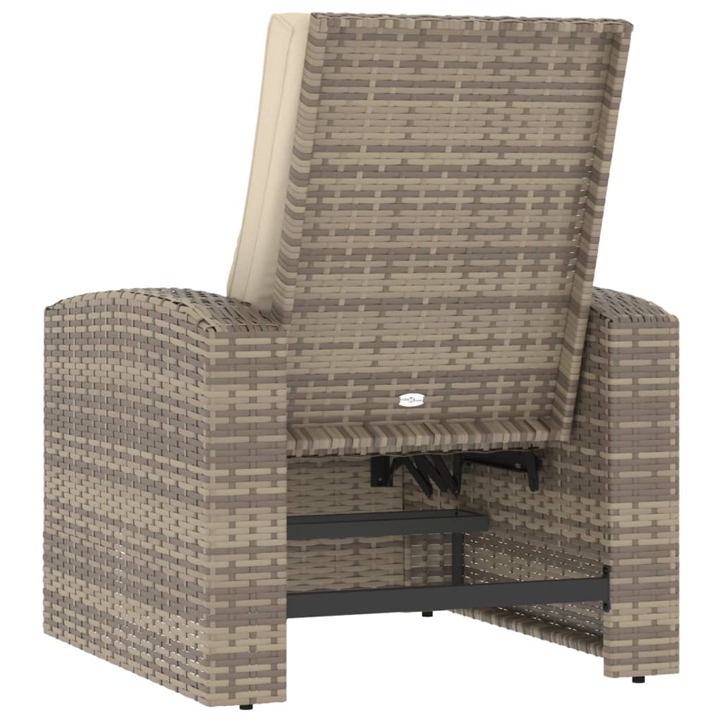 Fauteuil inclinable de jardin avec coussins marron clair rotin