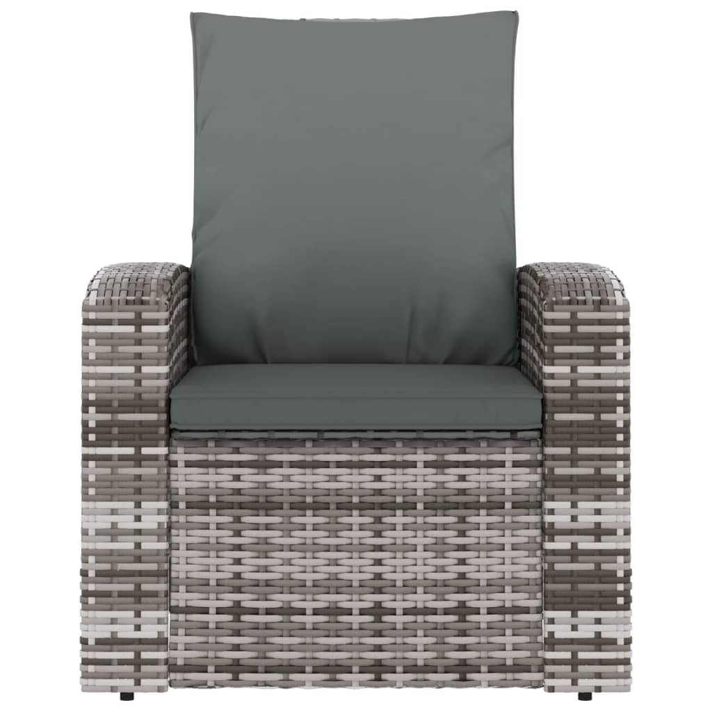 Garden recliner with grey resin wicker cushions