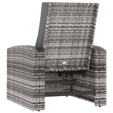 Fauteuil inclinable de jardin avec coussins gris résine tressée