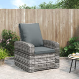 Garden recliner with grey resin wicker cushions