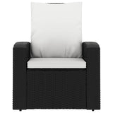 Fauteuil inclinable de jardin avec coussins noir résine tressée