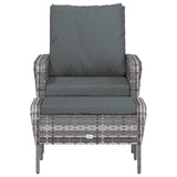 Chaise de jardin avec tabouret gris résine tressée