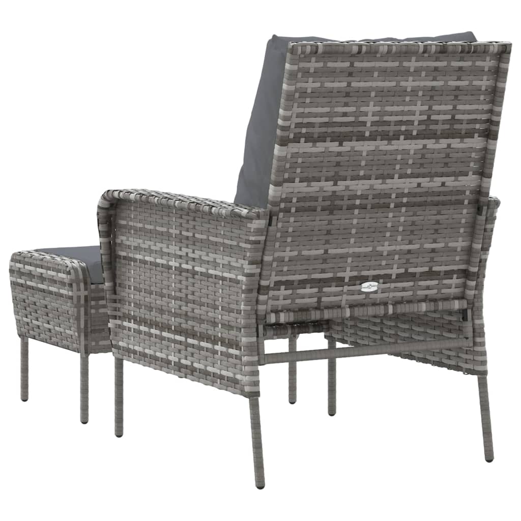 Chaise de jardin avec tabouret gris résine tressée