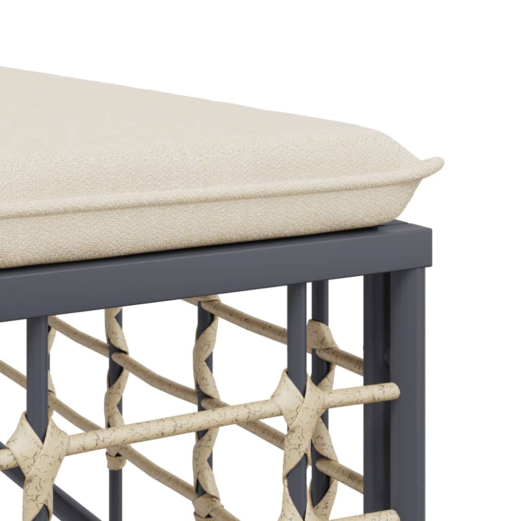 Tabouret de jardin avec coussin beige résine tressée