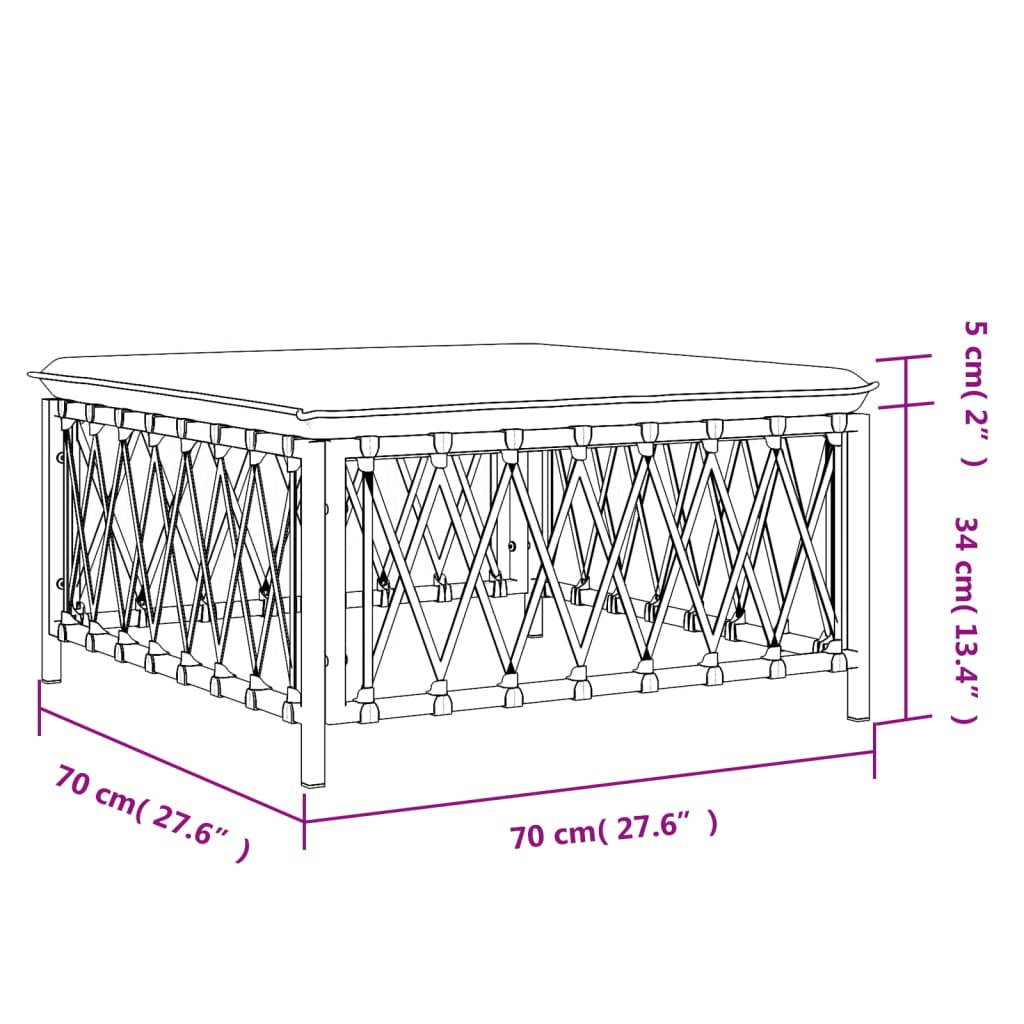 Repose-pied de jardin avec coussin blanc tissu tissé