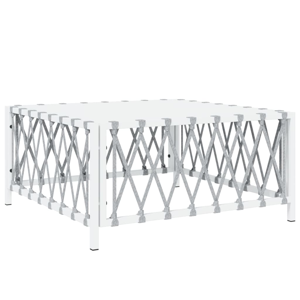 Table de jardin blanc 70x70x34 cm tissu tissé