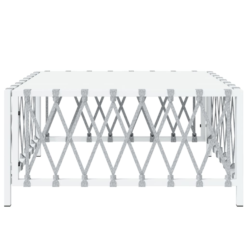 Table de jardin blanc 70x70x34 cm tissu tissé