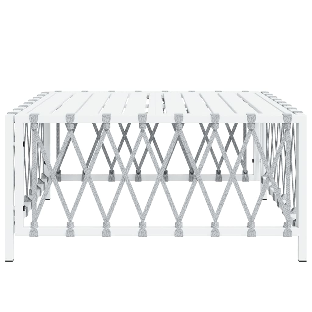 Table de jardin blanc 70x70x34 cm tissu tissé