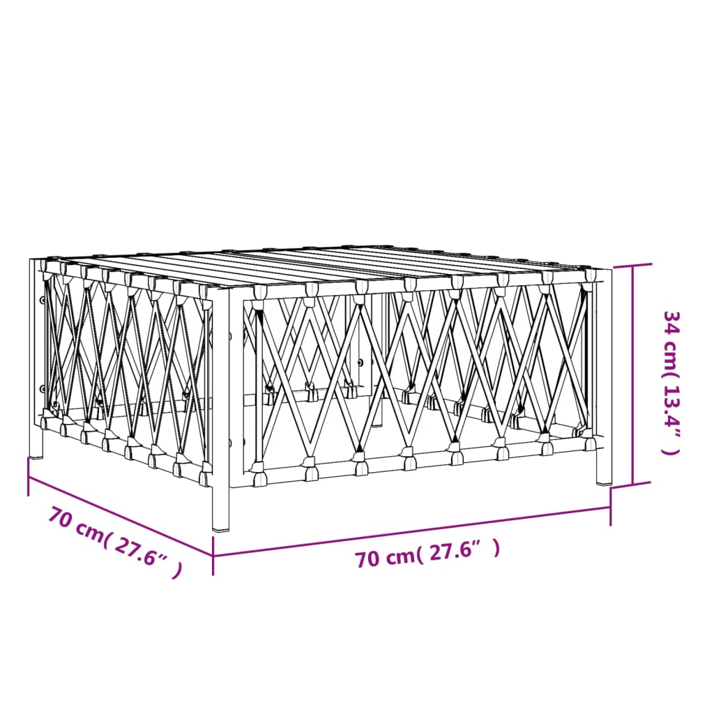 Table de jardin blanc 70x70x34 cm tissu tissé