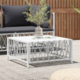 Table de jardin blanc 70x70x34 cm tissu tissé