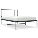 Cadre de lit métal sans matelas avec tête de lit noir 90x200 cm