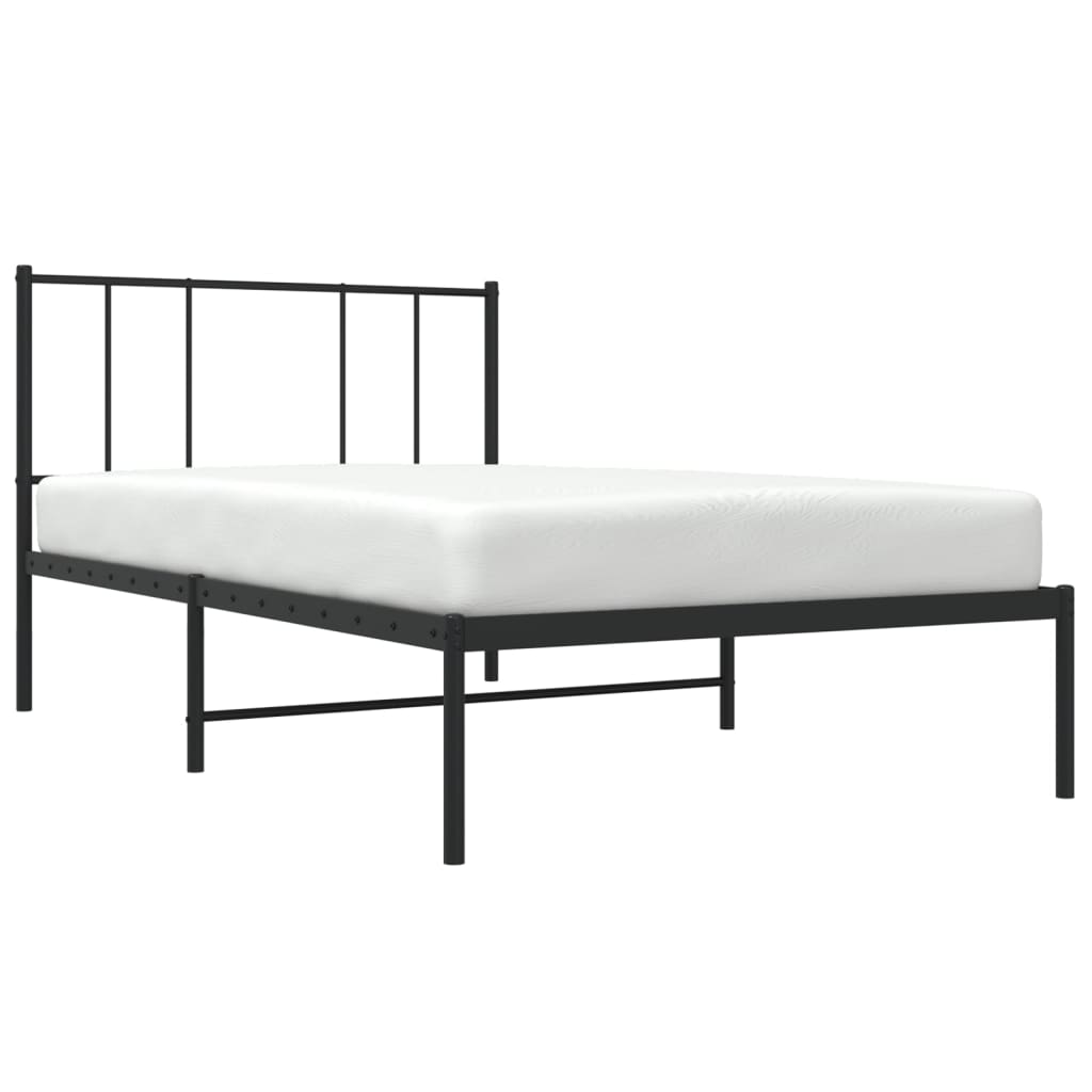 Cadre de lit métal sans matelas avec tête de lit noir 90x200 cm