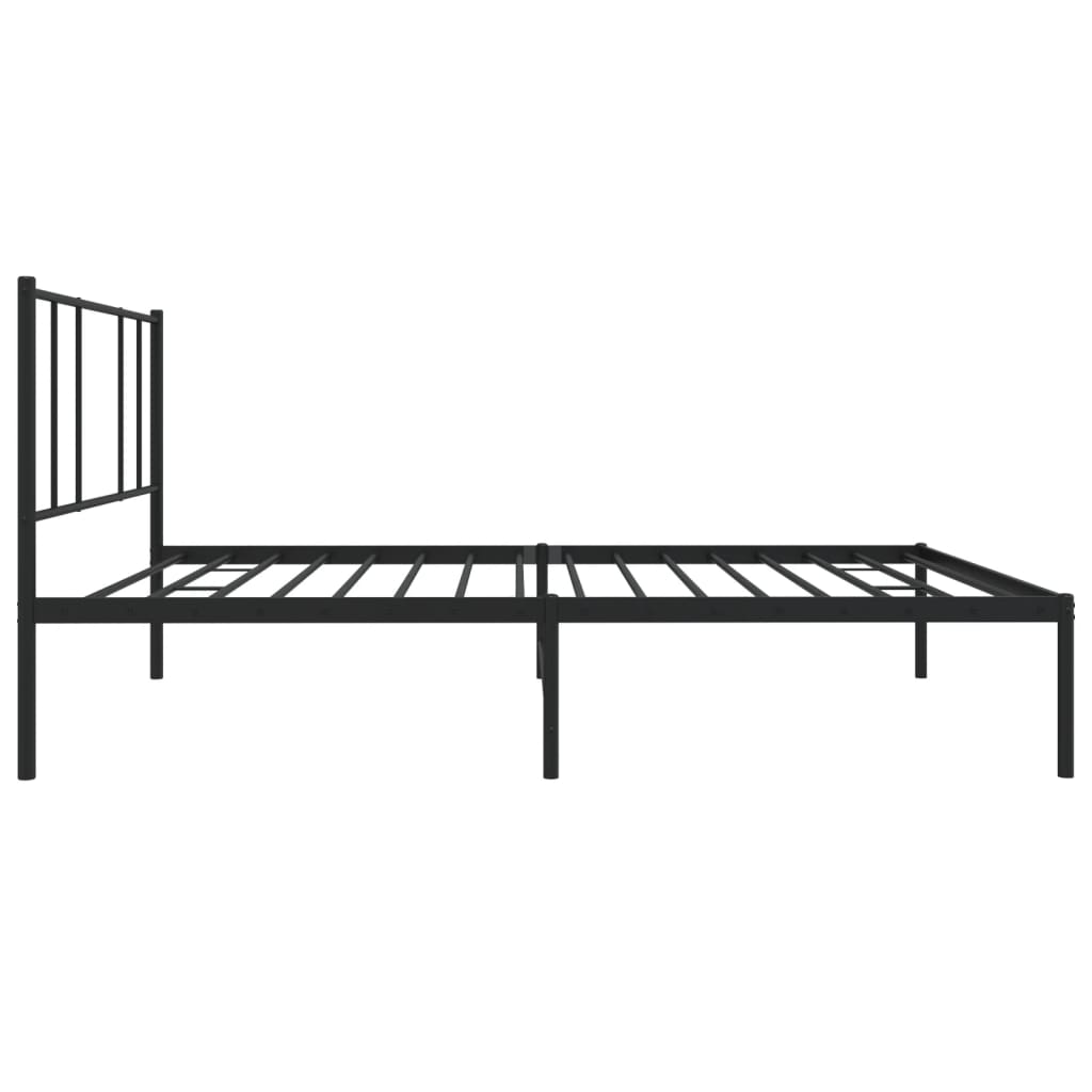 Cadre de lit métal sans matelas avec tête de lit noir 90x200 cm