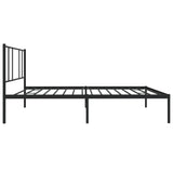 Cadre de lit métal sans matelas avec tête de lit noir 90x200 cm