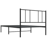 Cadre de lit métal sans matelas avec tête de lit noir 90x200 cm