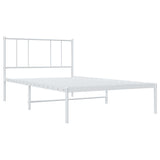 Cadre de lit métal sans matelas et tête de lit blanc 107x203 cm