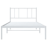 Cadre de lit métal sans matelas et tête de lit blanc 107x203 cm