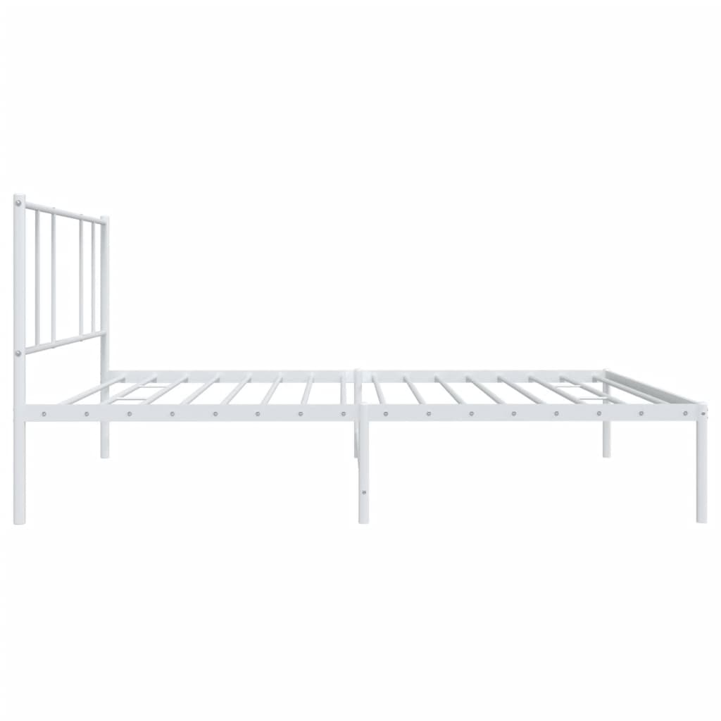 Cadre de lit métal sans matelas et tête de lit blanc 107x203 cm