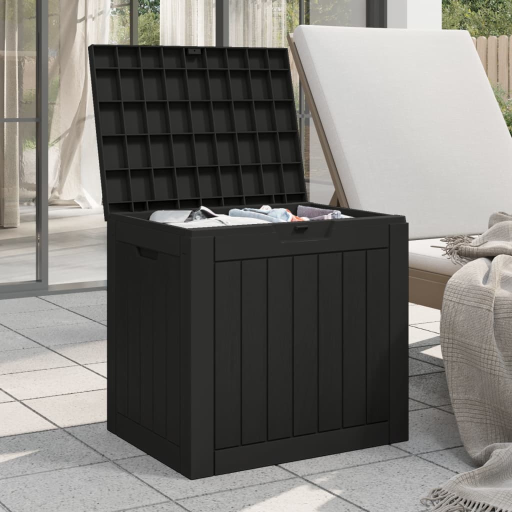 Boîte de stockage de jardin noir 55,5x43x53 cm polypropylène