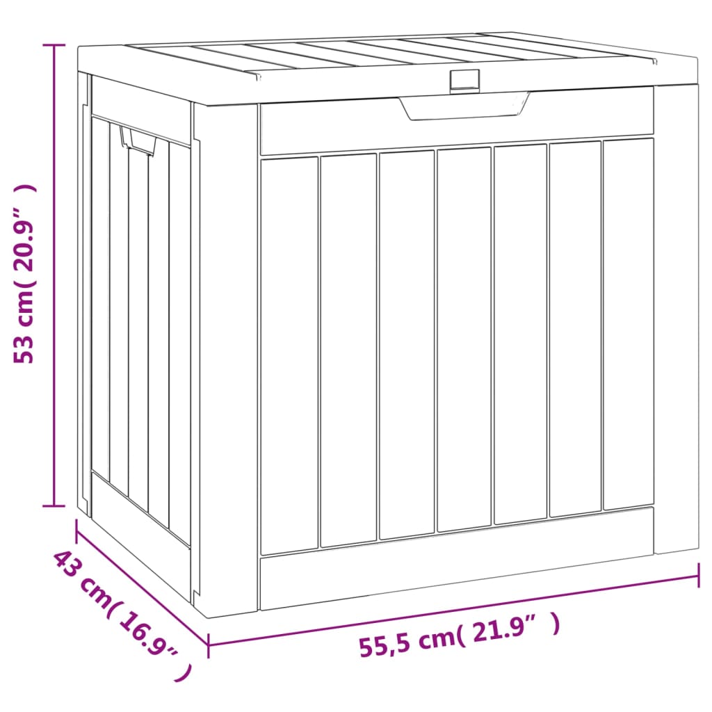 Boîte de stockage de jardin noir 55,5x43x53 cm polypropylène