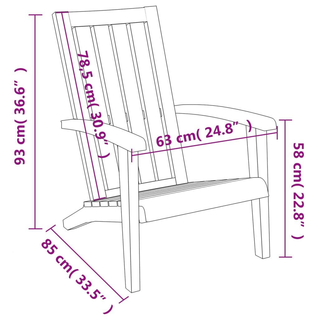 Chaise de jardin Adirondack noir polypropylène