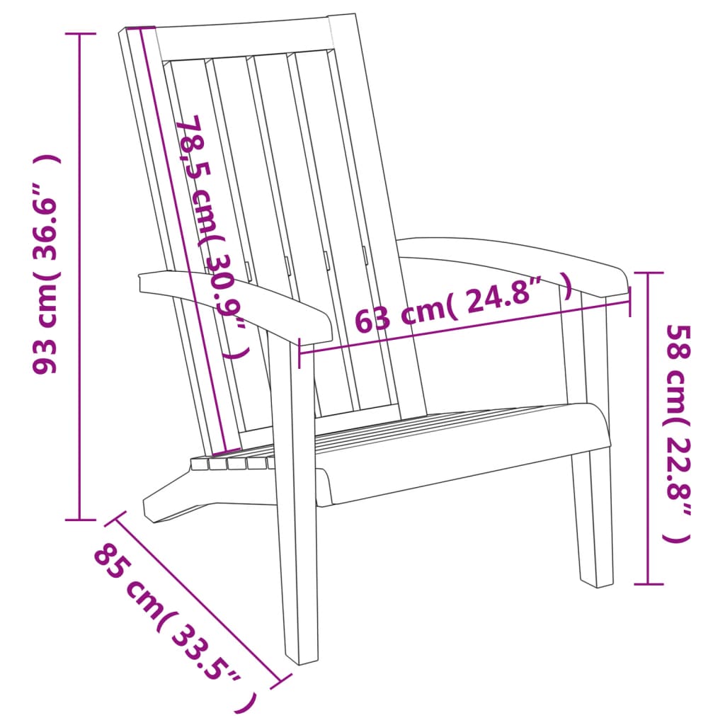 Chaises de jardin Adirondack lot de 2 marron clair PP