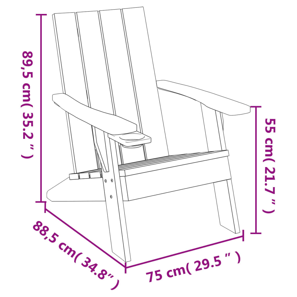 Chaise de jardin Adirondack marron clair 75x88,5x89,5 cm PP