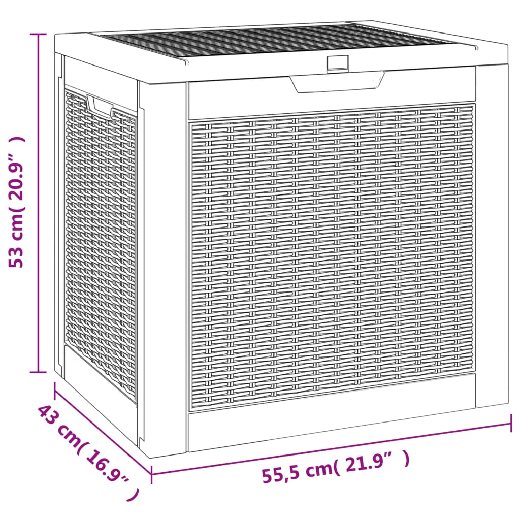 Boîte de stockage de jardin noir 55,5x43x53 cm polypropylène