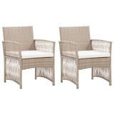 Fauteuils de jardin avec coussins 2 pcs Beige Résine tressée