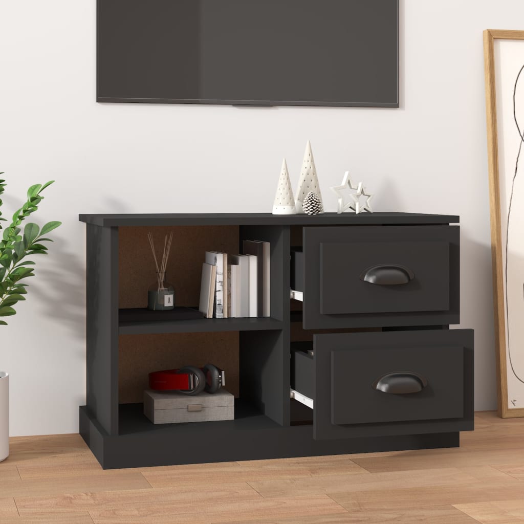 Black TV cabinet 73x35.5x47.5 cm engineered wood