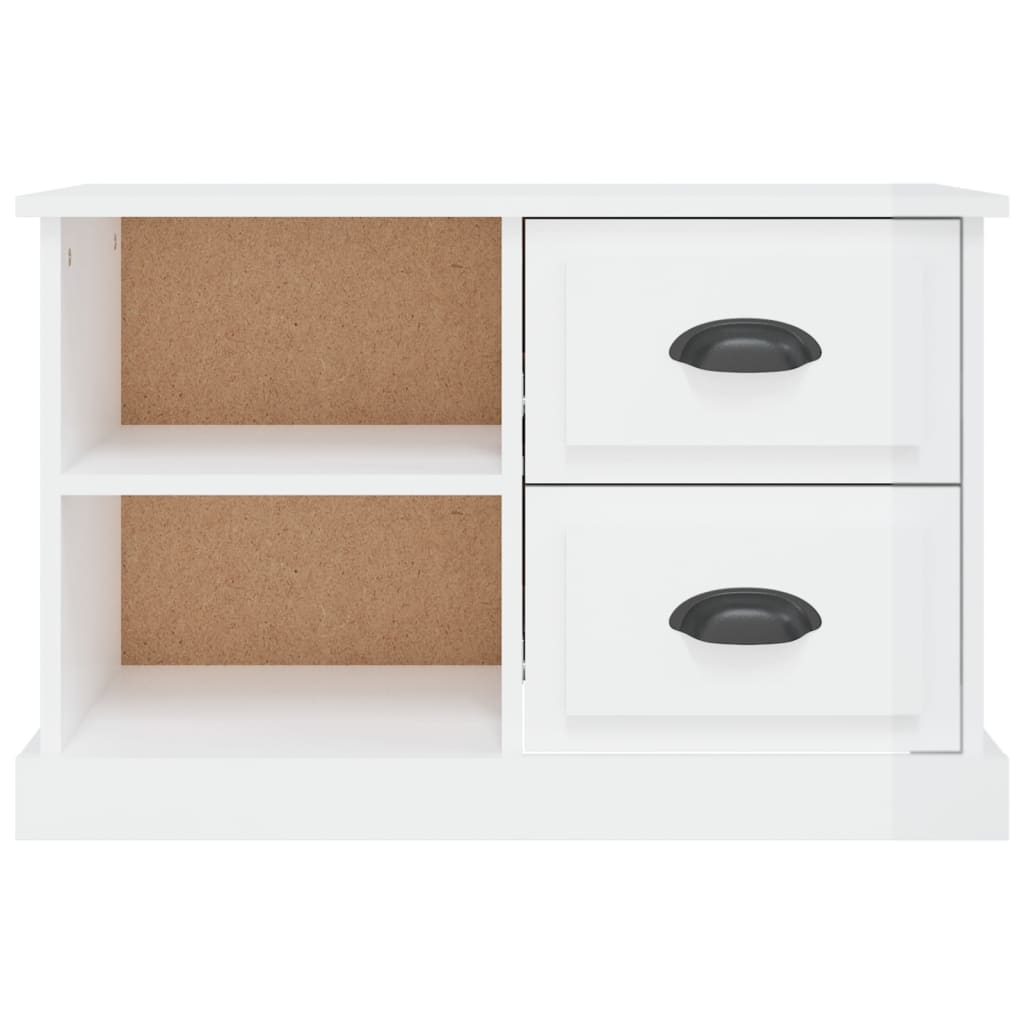 Meuble TV blanc brillant 73x35,5x47,5 cm bois d'ingénierie