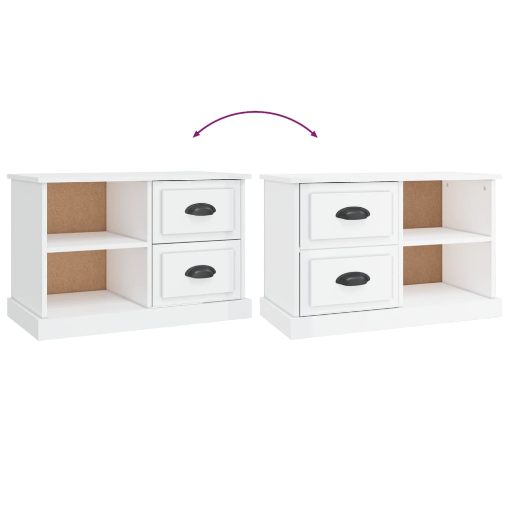 TV cabinet white gloss 73x35.5x47.5 cm engineered wood