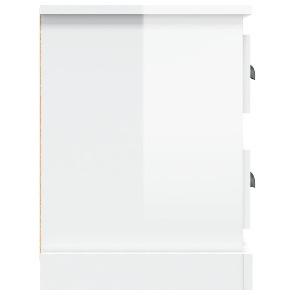 Meuble TV blanc brillant 102x35,5x47,5 cm bois d'ingénierie