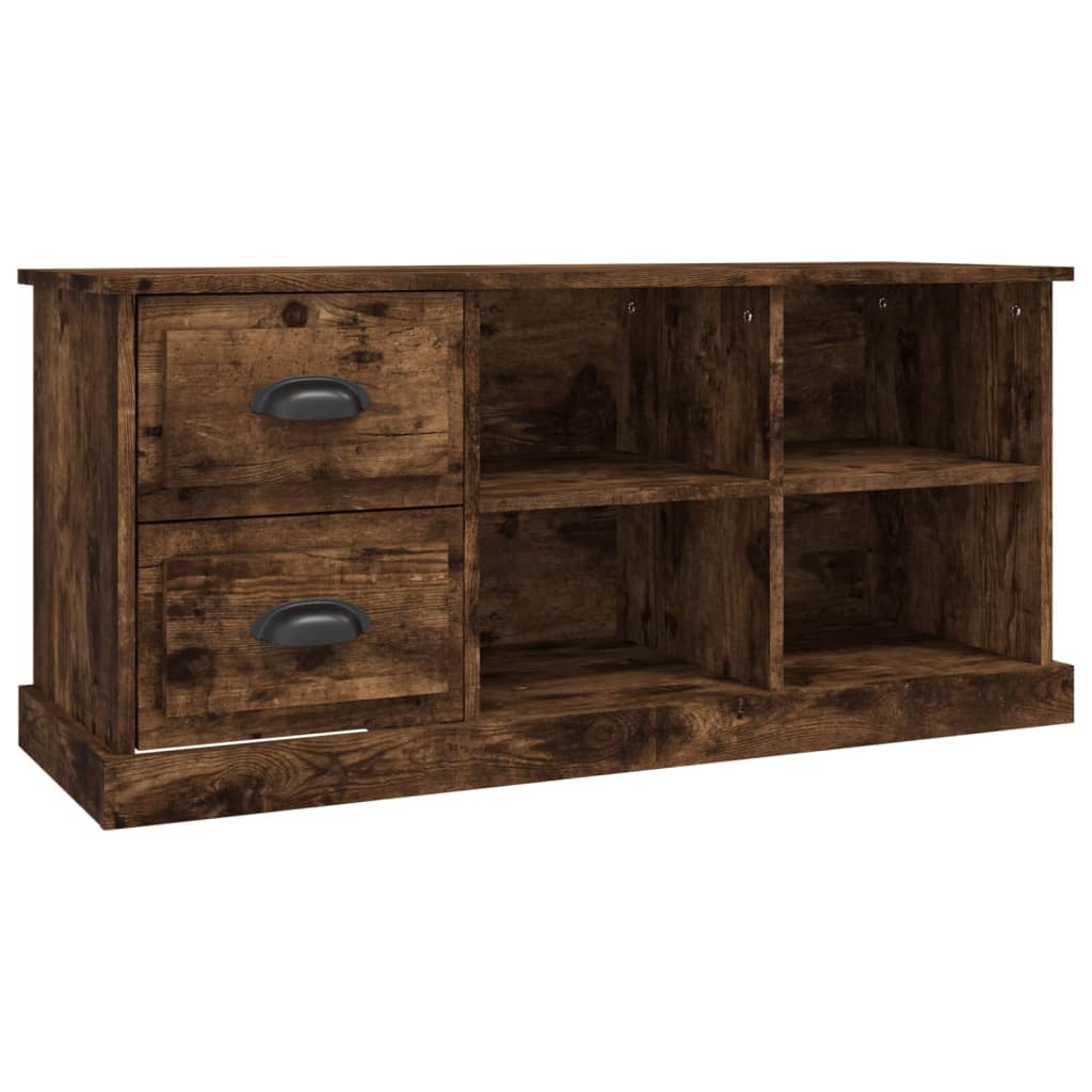 Meuble TV chêne fumé 102x35,5x47,5 cm bois d'ingénierie