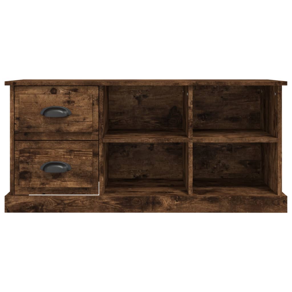 Meuble TV chêne fumé 102x35,5x47,5 cm bois d'ingénierie