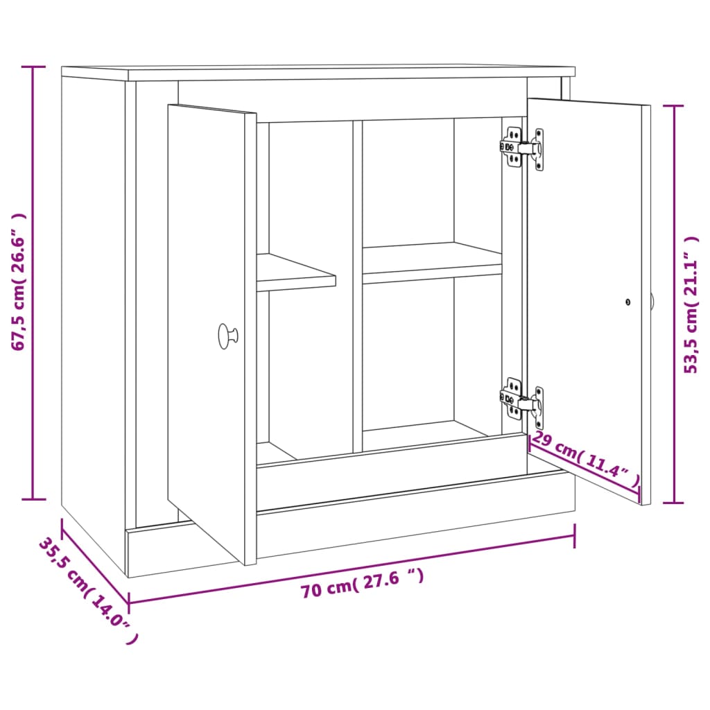 Buffet blanc 70x35,5x67,5 cm bois d'ingénierie