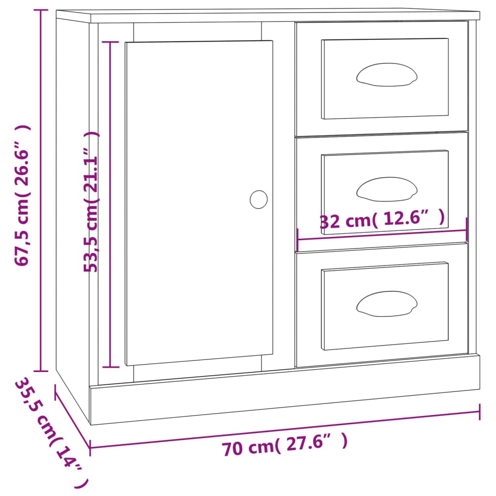 Buffet blanc 70x35,5x67,5 cm bois d'ingénierie