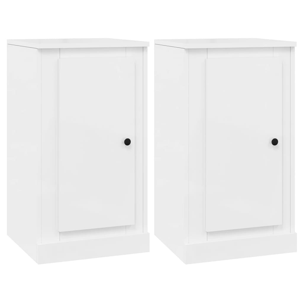 Buffets 2 pcs blanc brillant 37,5x35,5x67,5cm bois d'ingénierie