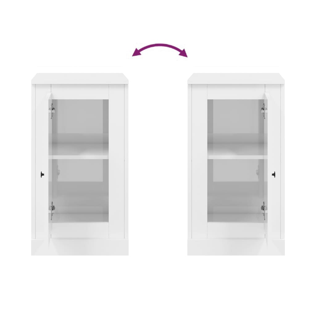 Buffets 2 pcs blanc brillant 37,5x35,5x67,5cm bois d'ingénierie