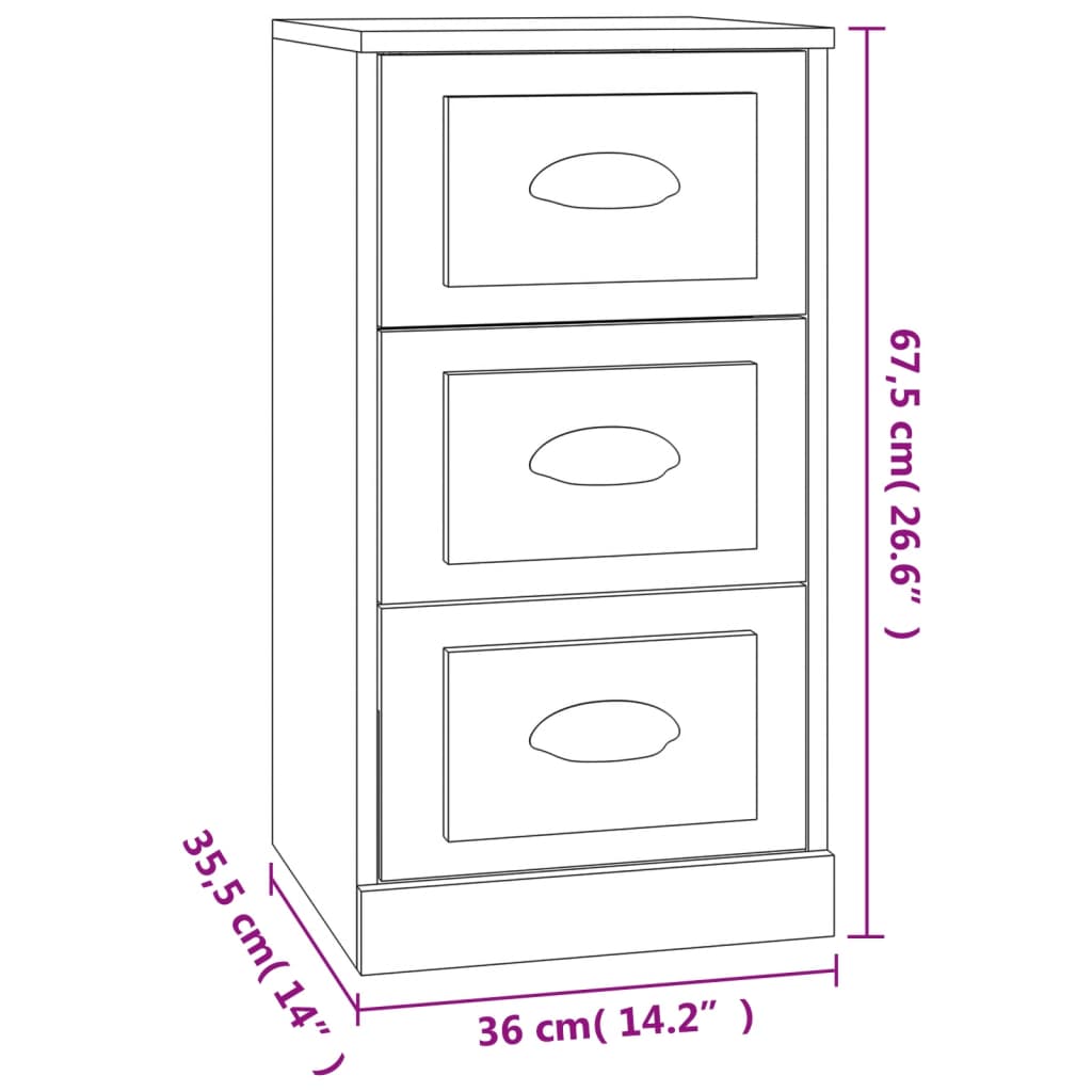 Buffet noir 36x35,5x67,5 cm bois d'ingénierie