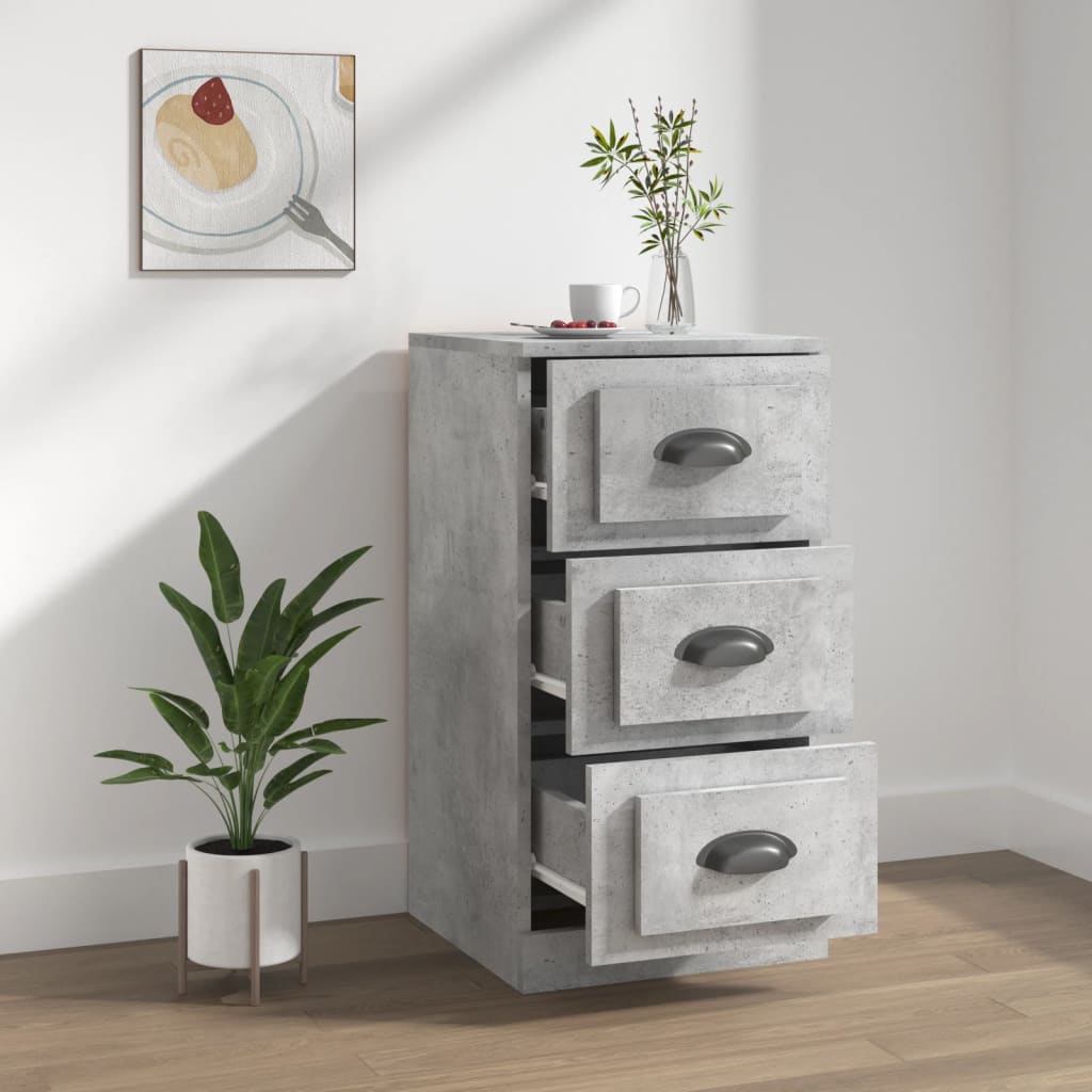 Buffet gris béton 36x35,5x67,5 cm bois d'ingénierie