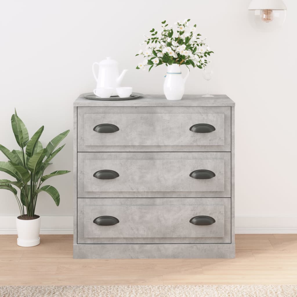 Concrete gray sideboard 70x35.5x67.5 cm engineered wood