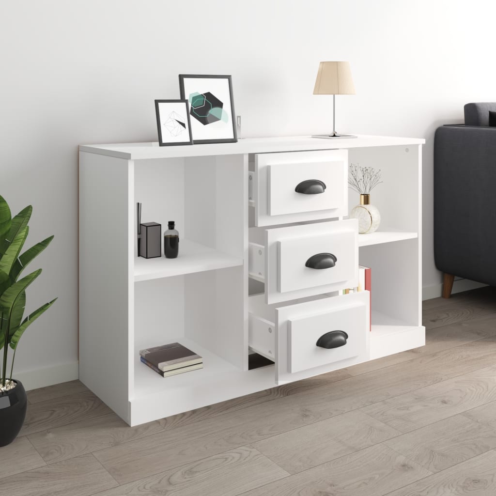 Buffet blanc brillant 104,5x35,5x67,5 cm bois d'ingénierie