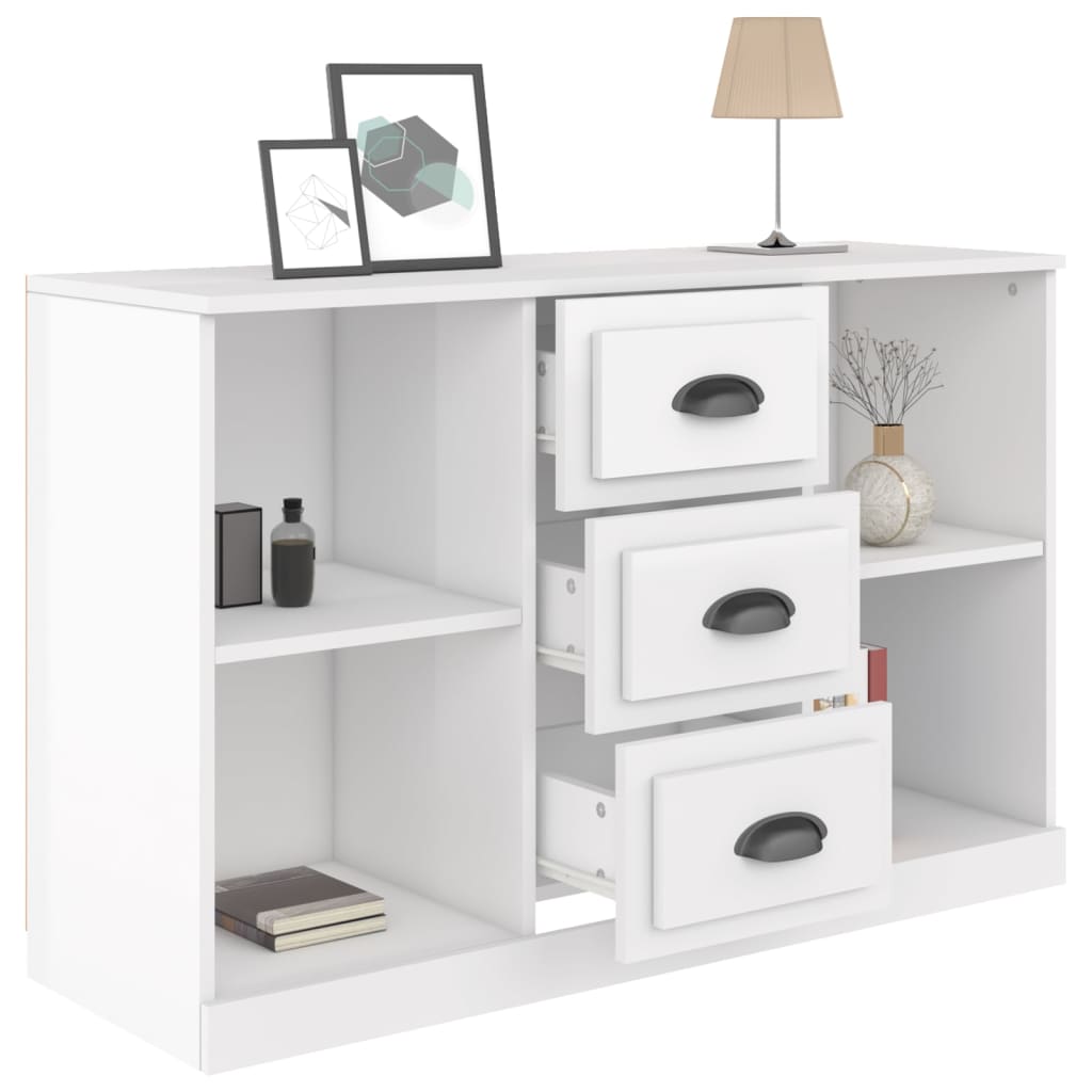 Buffet blanc brillant 104,5x35,5x67,5 cm bois d'ingénierie