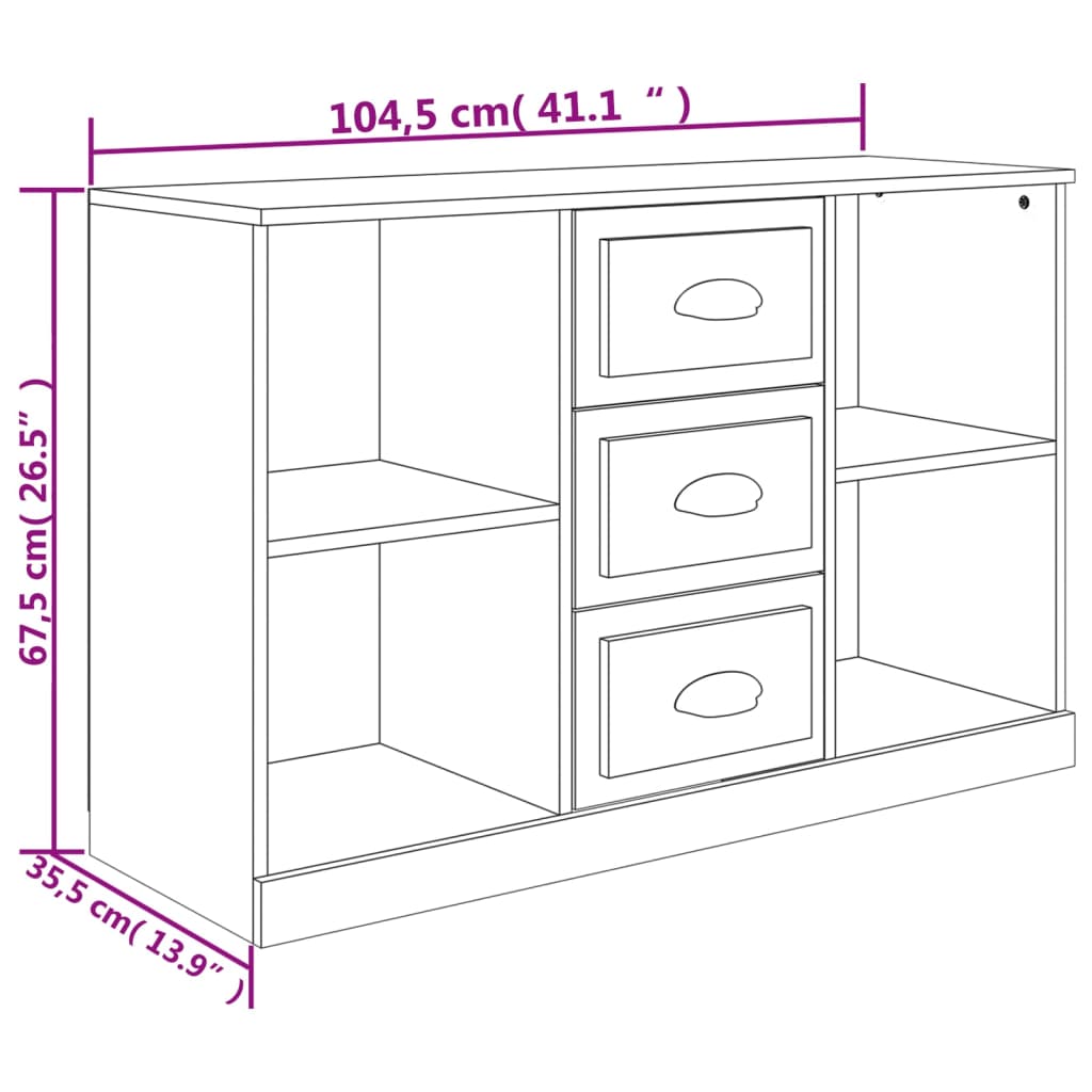 Buffet blanc brillant 104,5x35,5x67,5 cm bois d'ingénierie