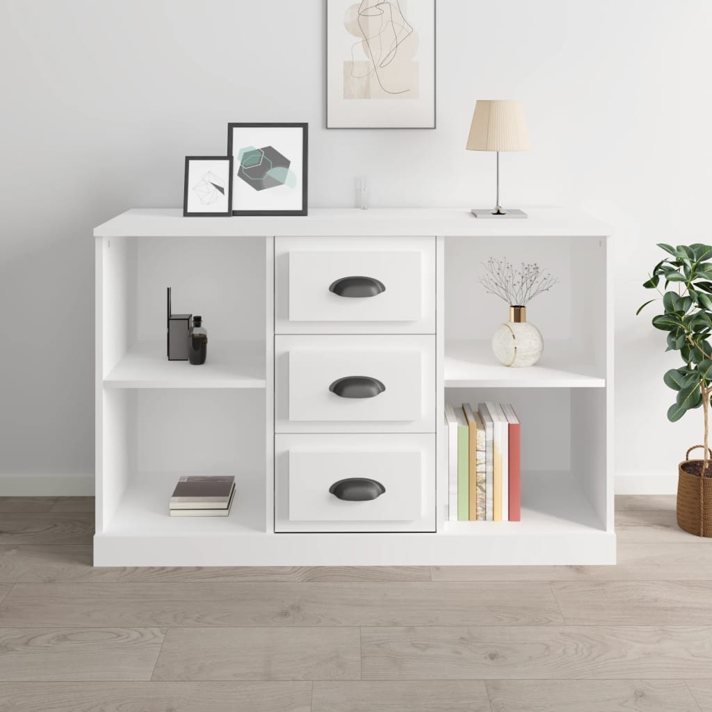 Buffet blanc brillant 104,5x35,5x67,5 cm bois d'ingénierie