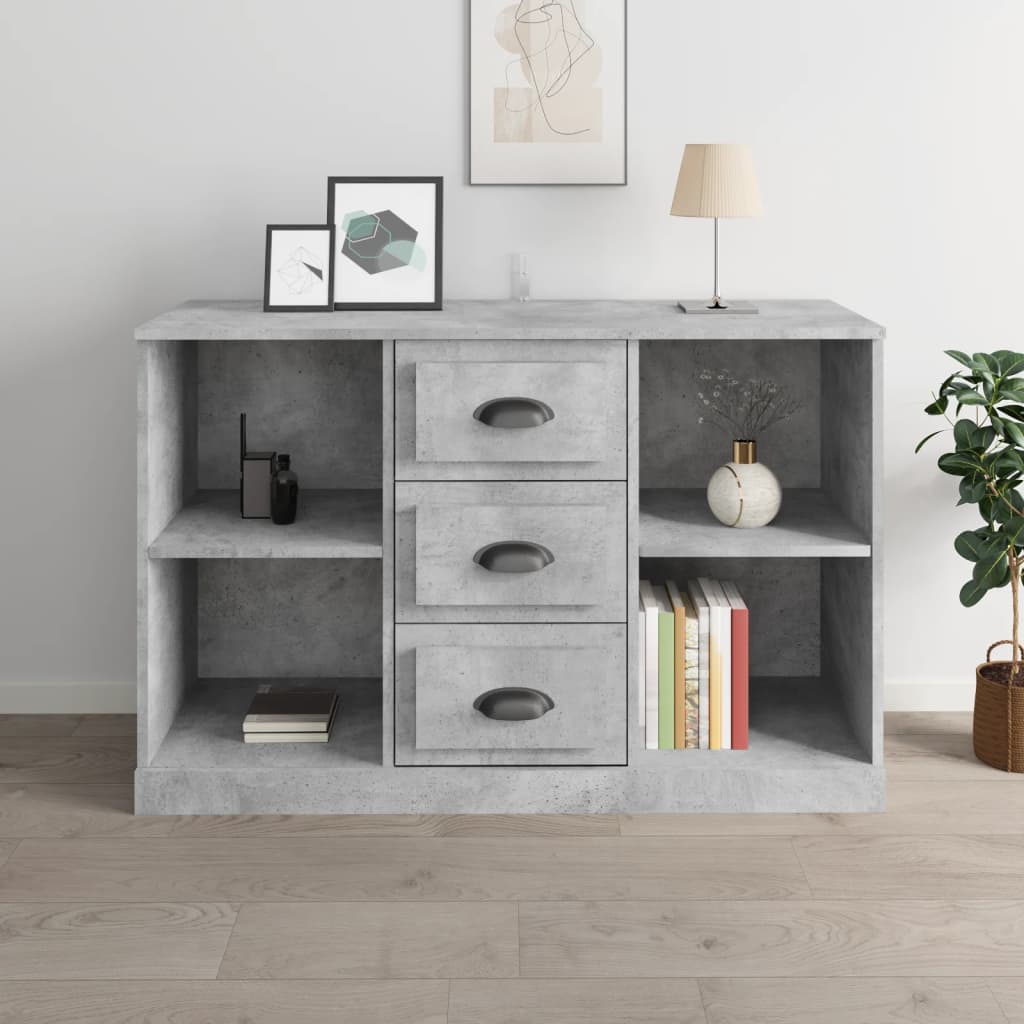 Buffet gris béton 104,5x35,5x67,5 cm bois d'ingénierie