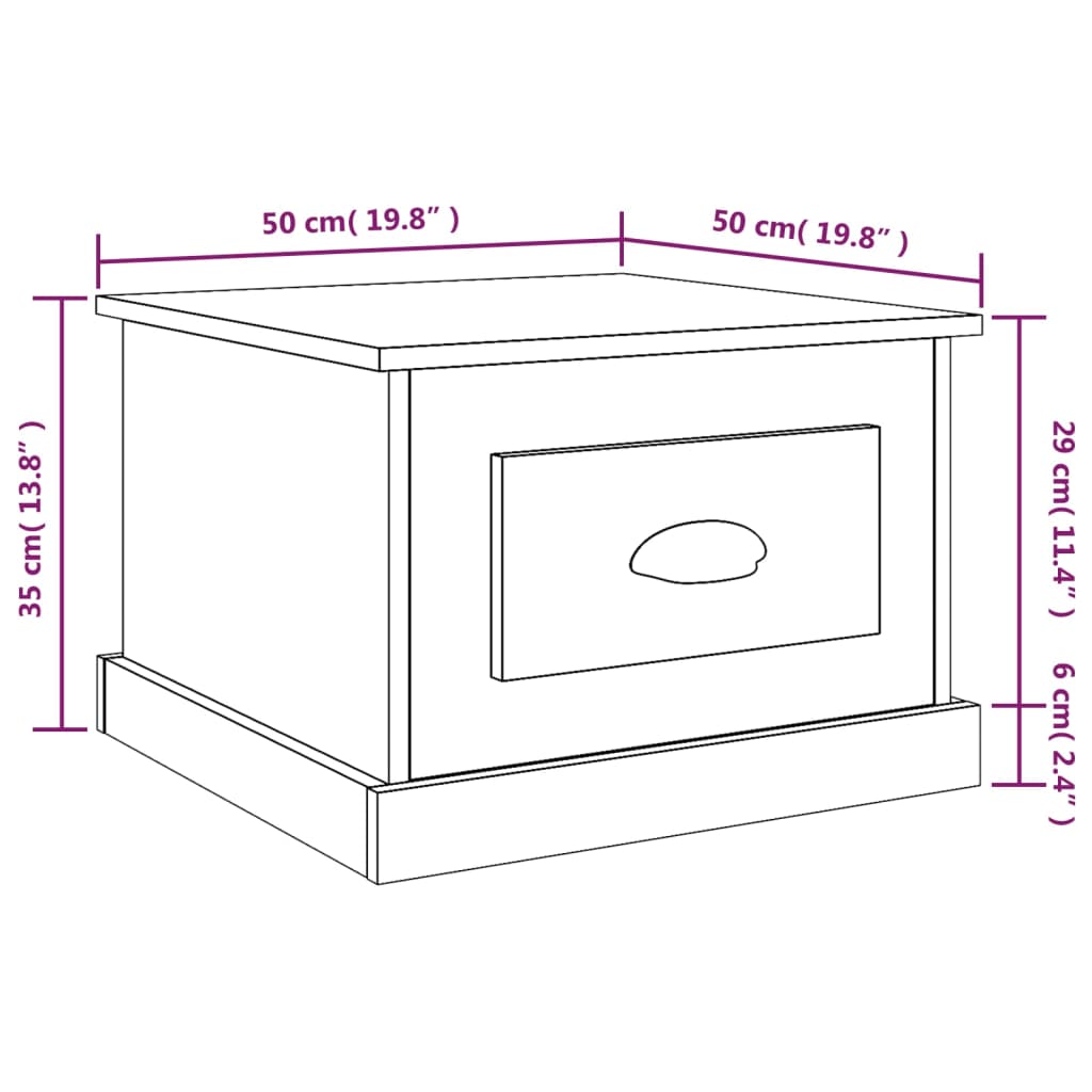 Coffee table white gloss 50x50x35 cm engineered wood