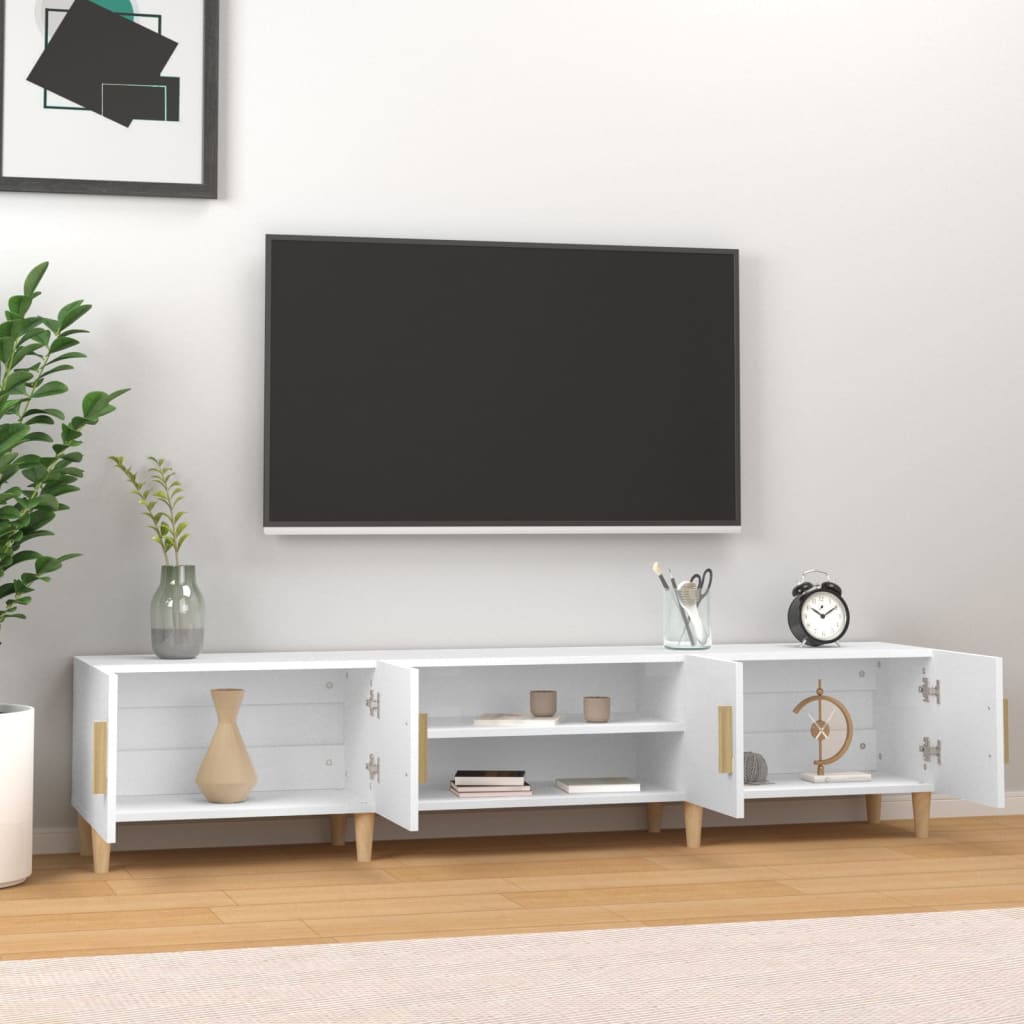 Meuble TV blanc 180x31,5x40 cm bois d'ingénierie