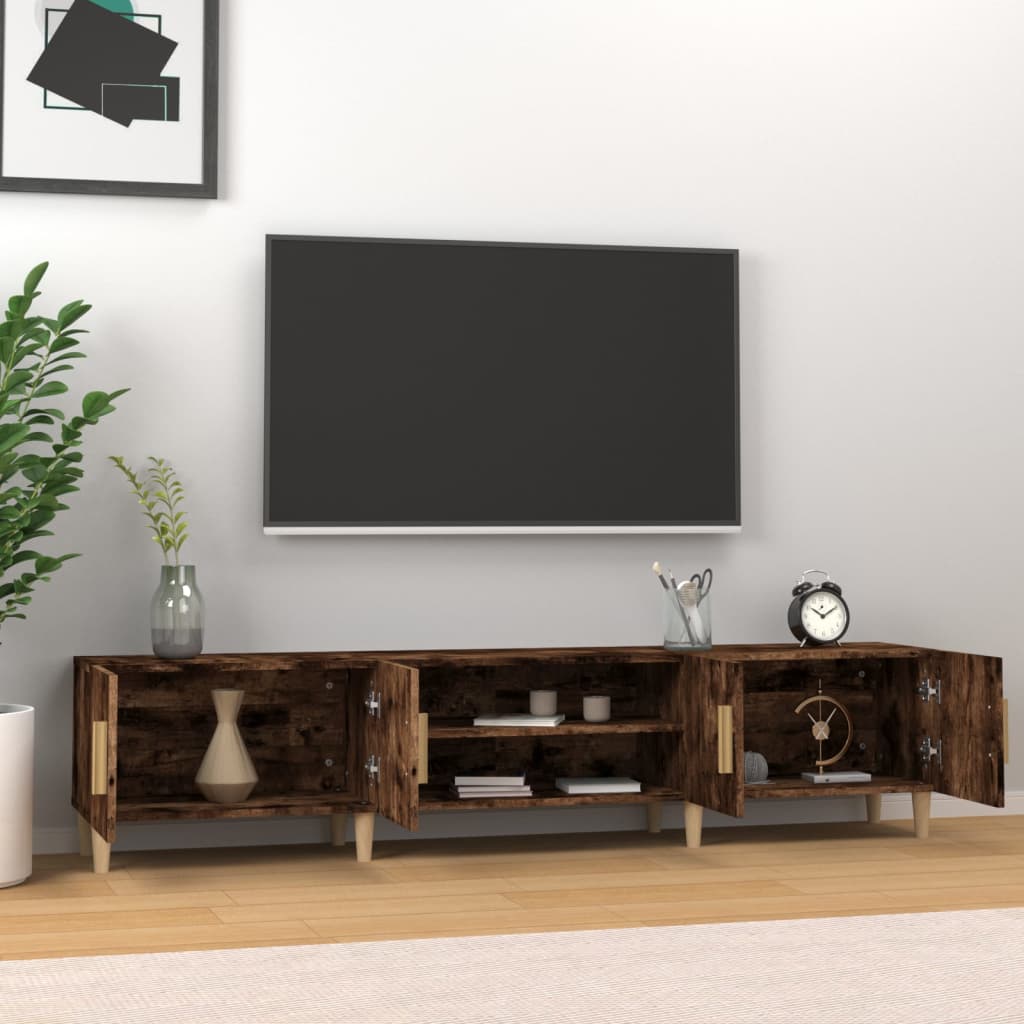 Meuble TV chêne fumé 180x31,5x40 cm bois d'ingénierie